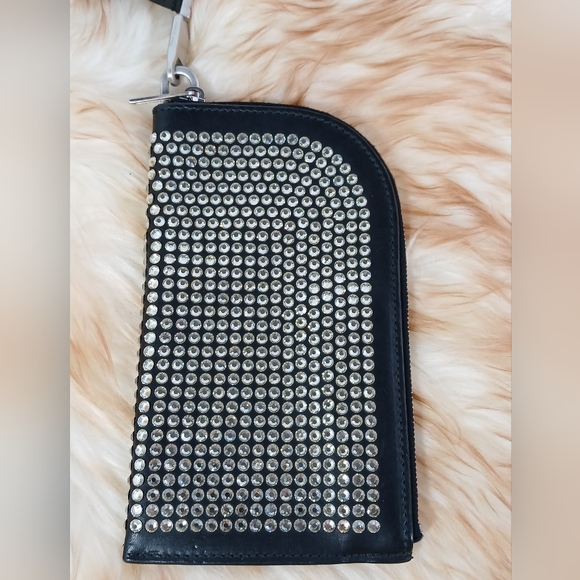 RICK OWENS Rick Owens - Crystal-Embellished Leather neck wallet bag. - Picture 2 of 9